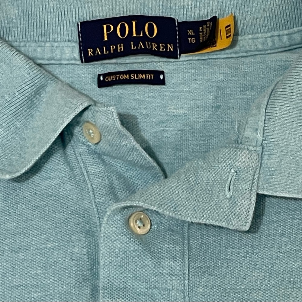Polo Ralph Lauren Men’s XL Custom Slim Fit Polo Shirt Blue Teal Preppy Golf - Picture 4 of 9
